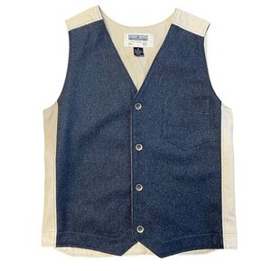 Stormy Kromer Vest Medium Canvas Wool Charcoal Button Front Workwear Made In USA